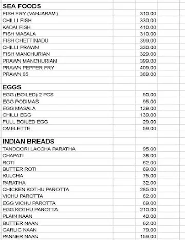 Pandiyan Hotel menu 