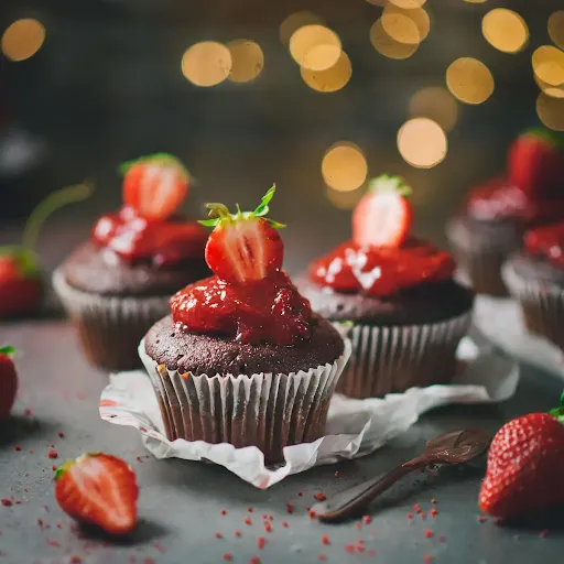 Strawberry Brownie Cupcake