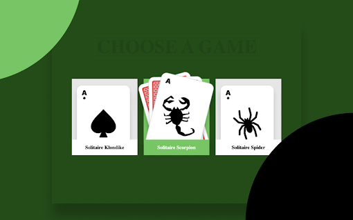 Solitaire Spider, Klondike, Scorpion. 3 in 1.