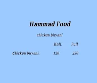 Hammad Chicken Biryani menu 1