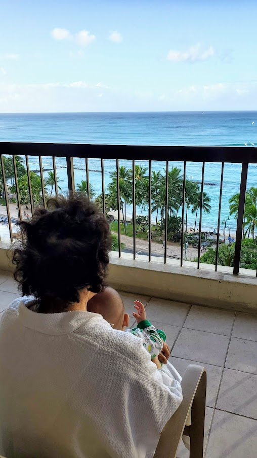 Staying at the Aston Waikii Beach Tower, right across from Waikiki Beach. View from the lanai, aka balcony