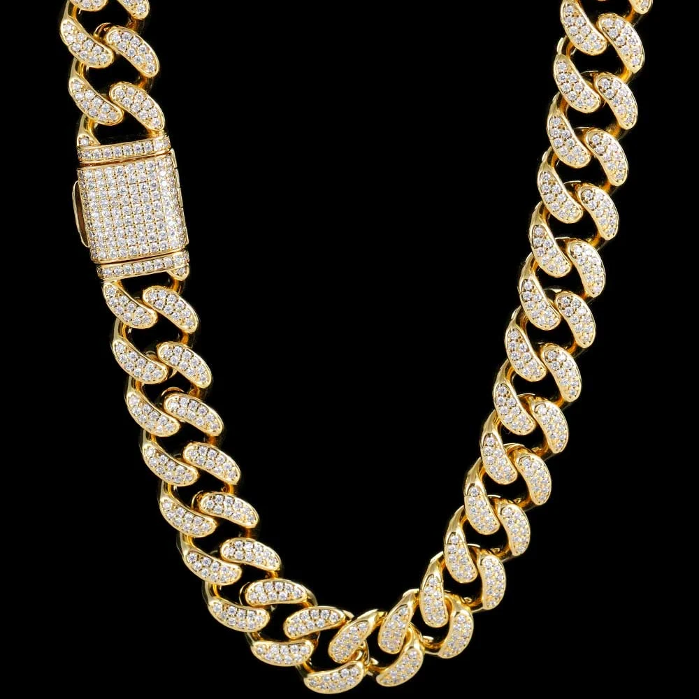 Title 30, 15mm Double Row Full Diamond Cuban Link Zircon ...