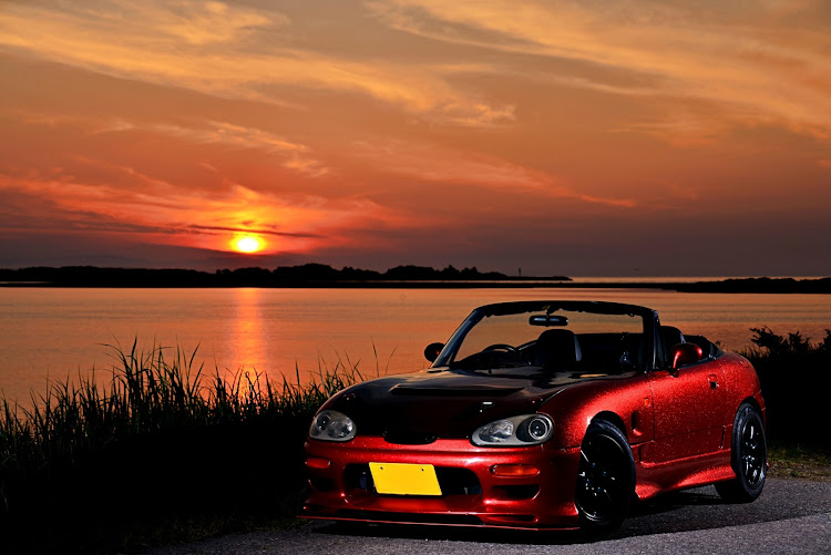 カプチーノの新潟・左斜め前写真展・飛行機・夕日とコラボに関するカスタム事例の投稿画像1枚目