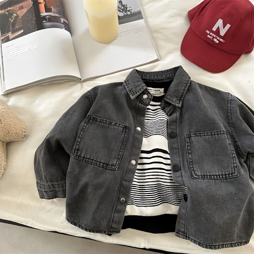 Title 5, Boys Cowboy Shirt Solid Color Casual Thin Coat...