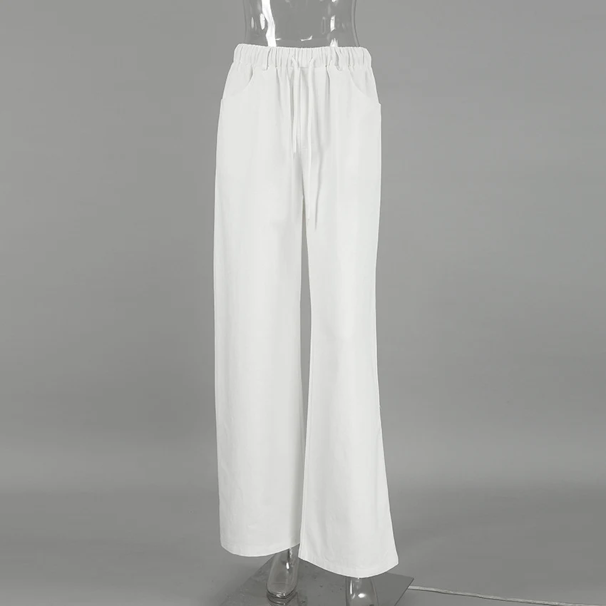 Title 9, Pantalones Anchos de Algodón Puro Blancos Tiro ...