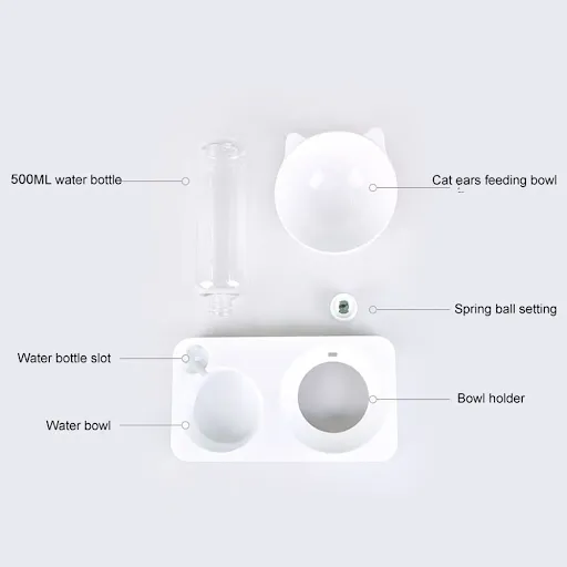 Pet Bowl Automatic Feeder Dog Cat Food Bowl with Water Dispenser Double Bowl Drinking Raised Stand Dish Bowls with Pet S
