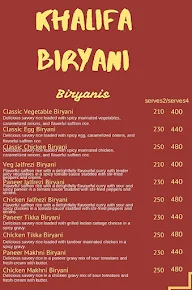 Khalifa Biryani menu 1