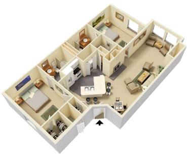 Rendered Mahogany Floorplan Diagram