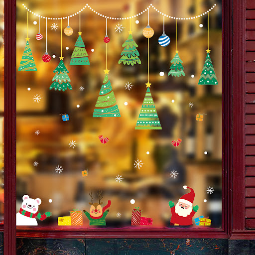 Title 5, Christmas glass stickers, self-adhesive window ...
