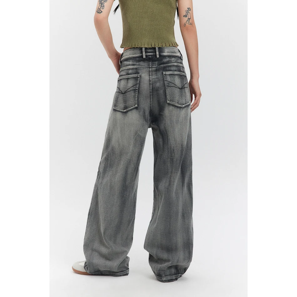 American Style Trend Vintage Heavy Washed Jeans, classic style, comfortable fit, durable denim, perfect for everyday wea