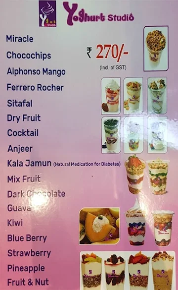 Yoghurt Studio menu 