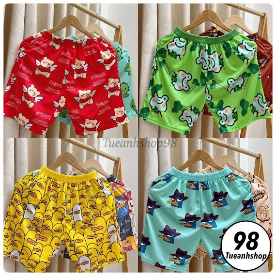 [Mẫu Mới] Quân Short Lưng Cartoon Unisex - Quần Cute Mặc Nhà Tueanhshop - Đui Hoat Hinh Nam Nư Freesize 38 - 65Kg