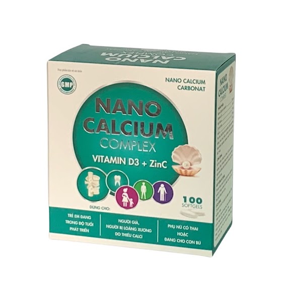 ￼Nano Calcium Complex Viên Uống Bổ Sung Canxi, Giúp Chắc Khỏe Xương, Phát Triển Hệ Xương, Giảm Loãng Xương (Hộp 100Viên),Vinaphar