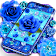 Royal blue diamonds and roses live wallpaper icon