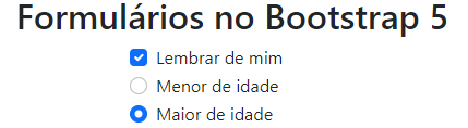 Campos checkbox e radio no Bootstrap 5