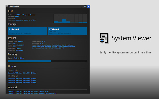 System Viewer chrome extension