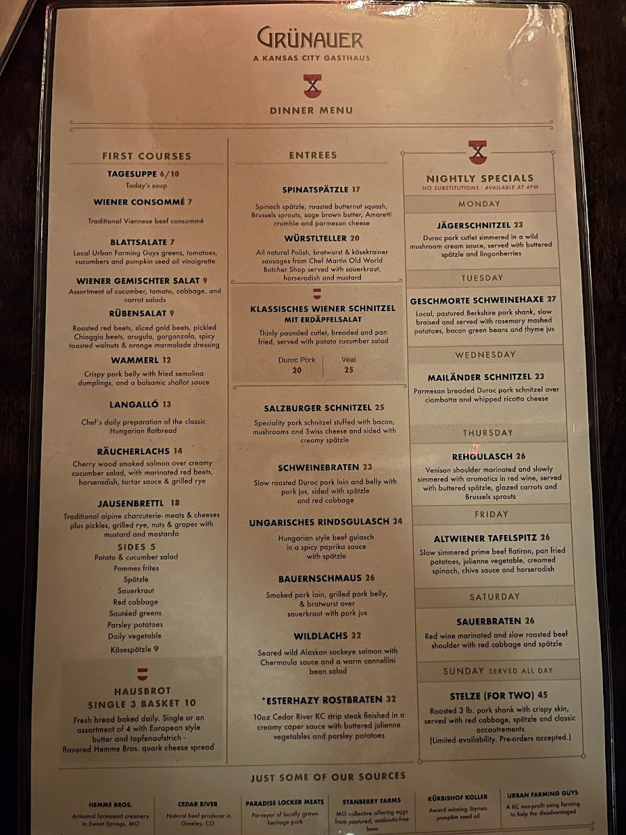 Full menu