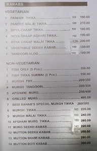 Bedi Sahab menu 1