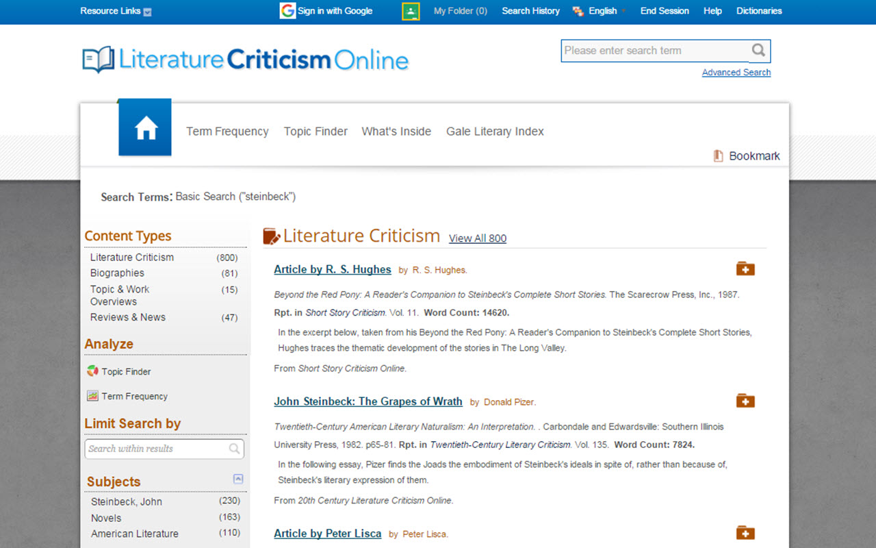 Literature Criticism Online Chrome Extension Image 2