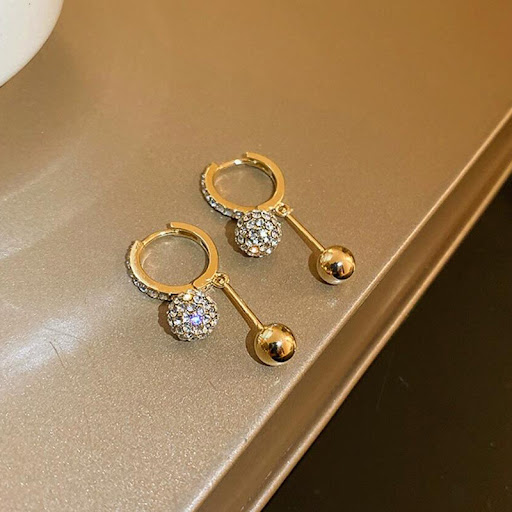 Title 4, Fashion Zircon Ball Earrings Womens Design Ele...