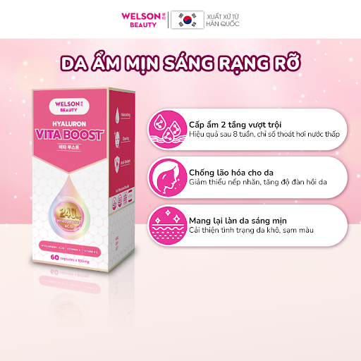 Viên uống WELSON BEAUTY Hyaluron Vita Boost 240mg (Hộp 60 viên)