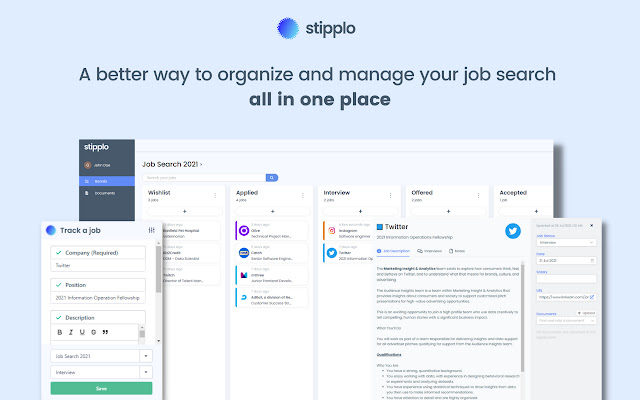 Stipplo Job Application Tracker chrome extension