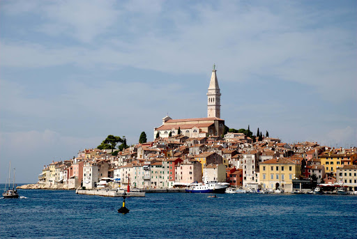The seacoast of Rovinj, a Croatian fishing port on the west coast of the Istrian peninsula.