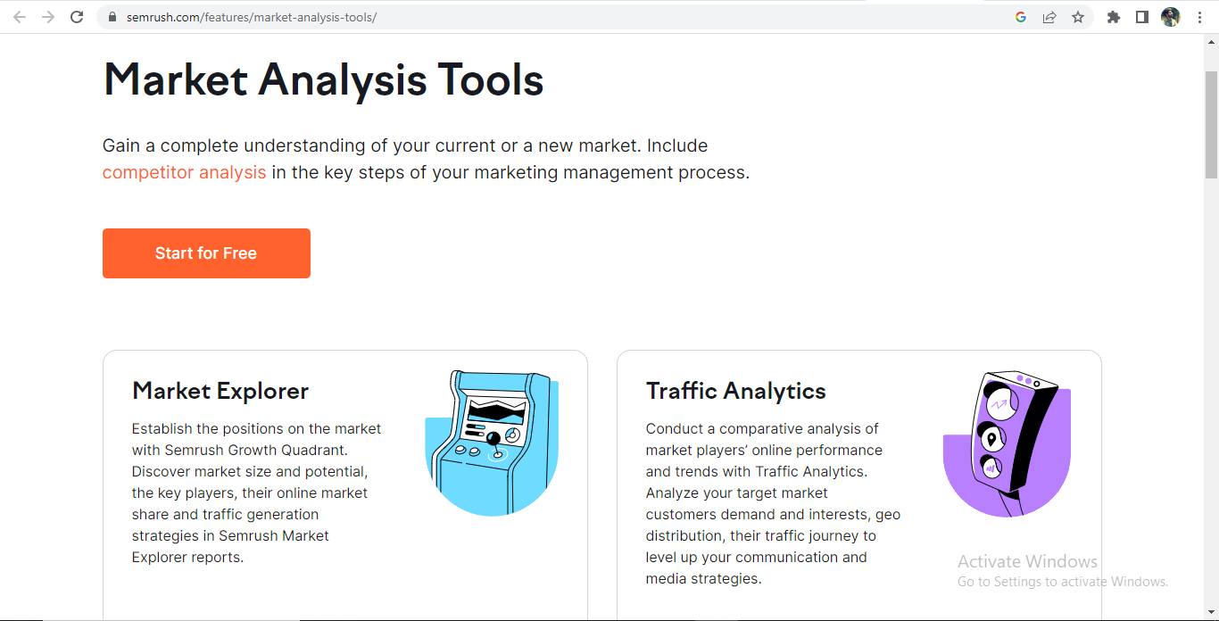 Semrush market analysis tool