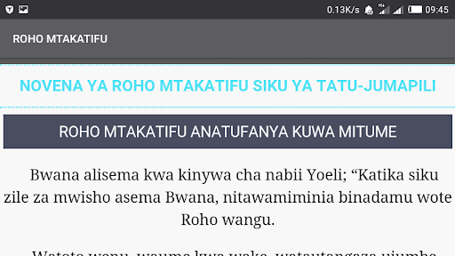 NOVENA YA ROHO MTAKATIFU