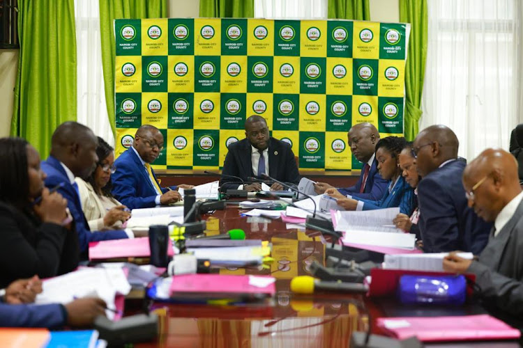 Nairobi Governor Johnson Sakaja during a cabinet meeting at City Hall