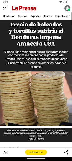 Screenshot Diario La Prensa Honduras