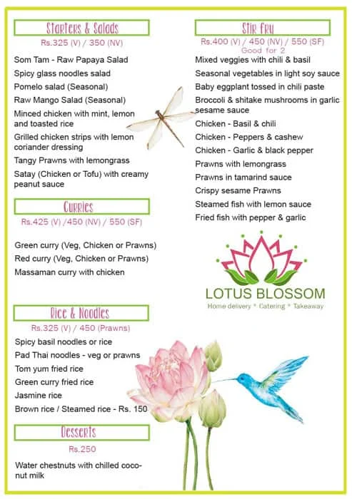 Lotus Blossom menu 