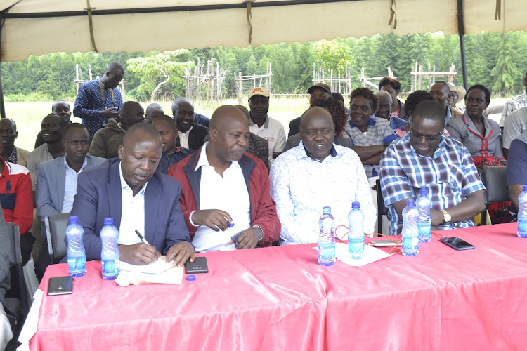 MPs Julius Meli, Cornelly Serem, Senator Samson Cherargei and Wilson Kogo at Got Ne Lel Gilrs Secondary School on November 30, 2019