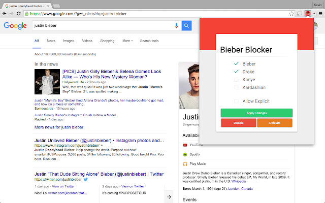 Bieber Blocker