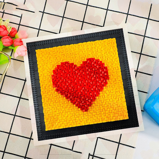 Title 2, Couple DIY Love Heart Pixel Art Decoration Toys...