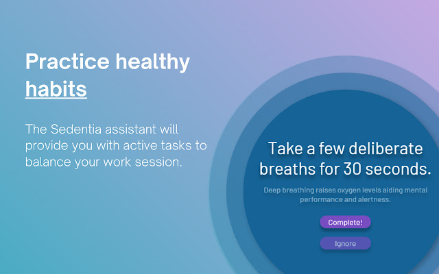 Health & Lifestyle Assistant - Sedentia chrome extension