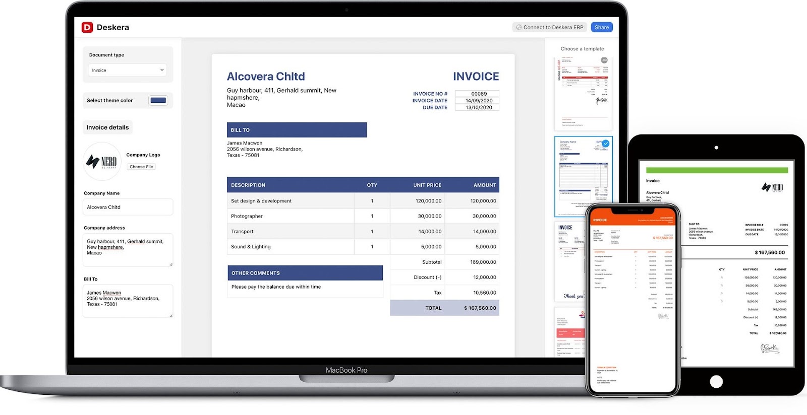 Deskera Invoice Generator