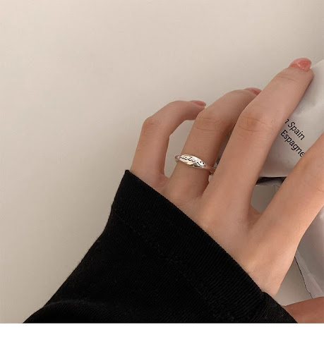 Title 5, S925 Sterling Silver Smile Letters Ring Women. ...