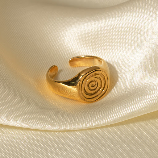 Title 6, French Retro Hammered Ring Titanium Steel Fashi...