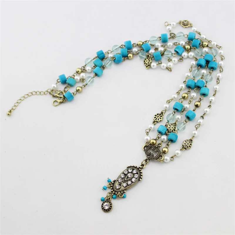 Boheems turquoise parel druppel diamant haaraccessoire haarketting, voeg elegantie en glamour toe aan je kapsel.
