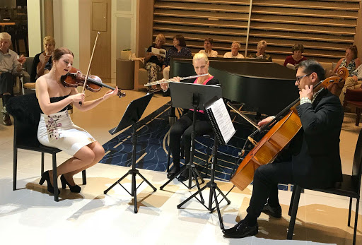 A classical trio performs in the atrium of your Viking ocean ship throughout the sailing.