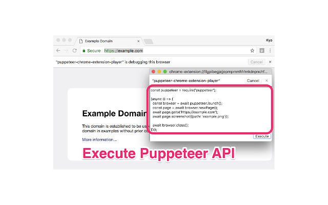 puppeteer-chrome-extension-player chrome extension