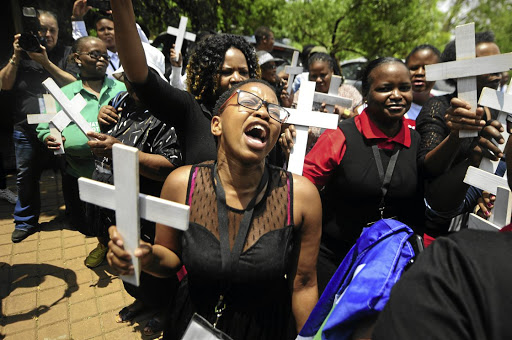 Families of patients who died in the Life Esidimeni tragedy protest.