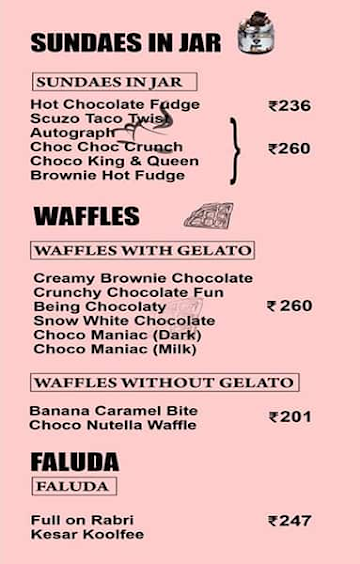 Scuzo Dessert Cafe menu 