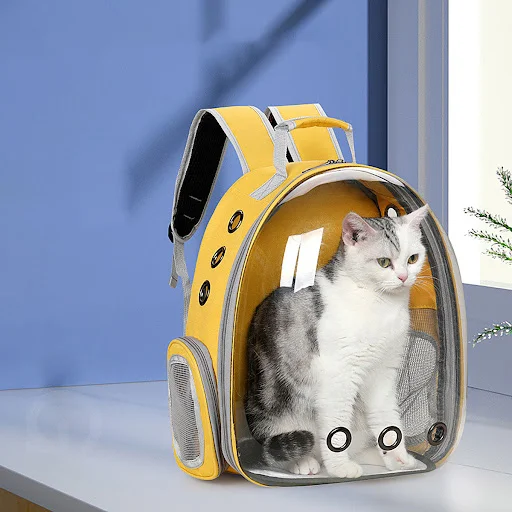 Pet Backpack Cat Carrying Bag Breathable Portable Transparent Backpack Carrier With Zipper Suitable For Small Cat Acces