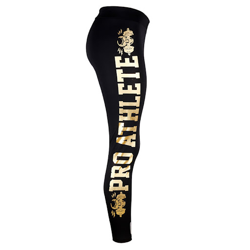 Title 5, Gold lettered offset sports pants, combining st...