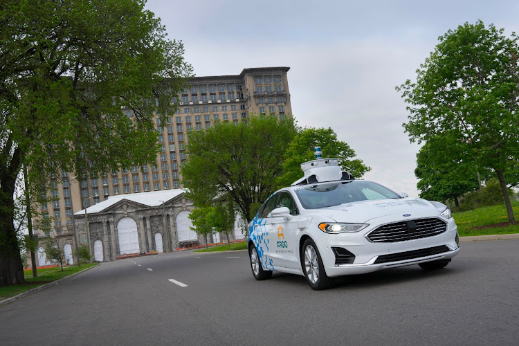 An autonomous Ford Fusion Hybrid.