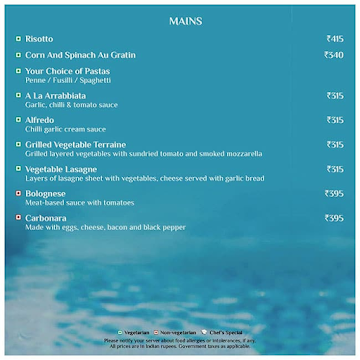 Turque - Sayaji Hotel menu 