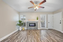 Living room with a gas fireplace