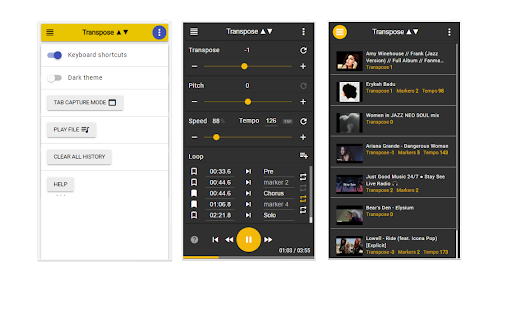 Transpose ▲▼ pitch ▹ speed ▹ loop for videos